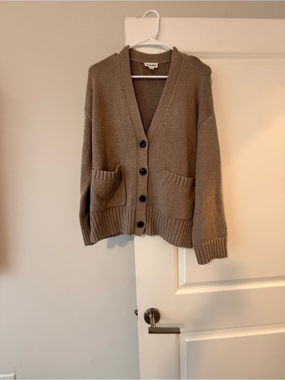 ✨ The Drop Chunky Knit Button Front Cardigan Sweater Taupe Brown Size S❤️ - Picture 4 of 7